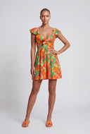 Tropical Tie Keyhole Mini Dress