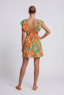Tropical Tie Keyhole Mini Dress