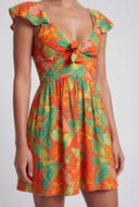Tropical Tie Keyhole Mini Dress