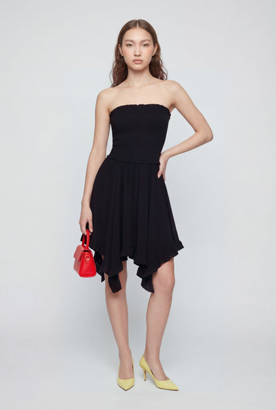 Flounce Hem Smocked Tube Dress