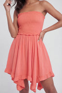 Flounce Hem Smocked Tube Dress