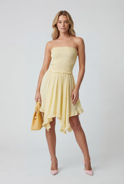 Flounce Hem Smocked Tube Dress