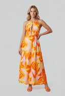 Caged Keyhole Halter Maxi Sundress