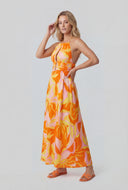 Caged Keyhole Halter Maxi Sundress