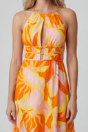 Caged Keyhole Halter Maxi Sundress