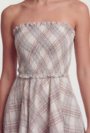 Plaid Asymmetrical A-Line Tube Dress