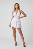 Eyelet Tiered Ruffled Halter Dress
