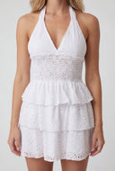 Eyelet Tiered Ruffled Halter Dress