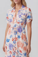 Ocean Tie Waist Shirt Dress