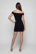 Off The Shoulder Belted Mini Dress