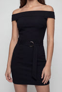 Off The Shoulder Belted Mini Dress