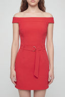 Off The Shoulder Belted Mini Dress