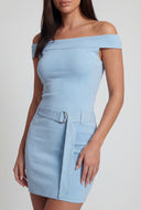 Off The Shoulder Belted Mini Dress