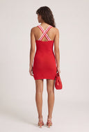 Contrast Criss Cross Back Mini Dress