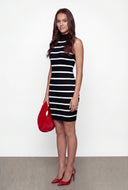 Lennox Striped Mock Neck Sleeveless Dress