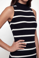 Lennox Striped Mock Neck Sleeveless Dress
