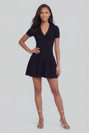 Button Front Ribbed A-Line Dress