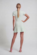 Button Front Ribbed A-Line Dress