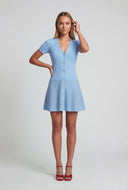 Button Front Ribbed A-Line Dress
