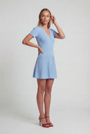 Button Front Ribbed A-Line Dress