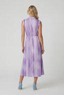 Striped Tie Waist Sleeveless Shirt Dress
