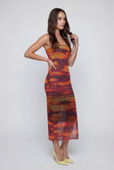 Delilah Printed Mesh Tube Dress