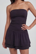 Tiered Ruffle Strapless Skater Dress