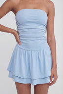 Tiered Ruffle Strapless Skater Dress