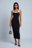 Contrast Rib Knit Midi Dress