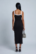Contrast Rib Knit Midi Dress