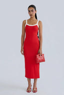 Contrast Rib Knit Midi Dress