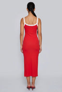 Contrast Rib Knit Midi Dress