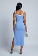 Contrast Rib Knit Midi Dress