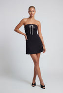 Pintuck Strapless Skater Dress