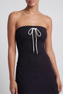 Pintuck Strapless Skater Dress