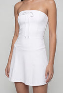 Pintuck Strapless Skater Dress