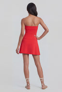 Pintuck Strapless Skater Dress