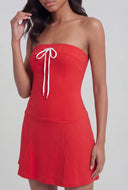 Pintuck Strapless Skater Dress