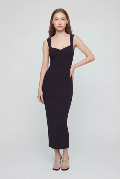 Shirred Front Sweetheart Midi Dress