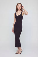 Shirred Front Sweetheart Midi Dress