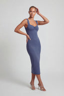 Shirred Front Sweetheart Midi Dress