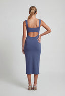 Shirred Front Sweetheart Midi Dress
