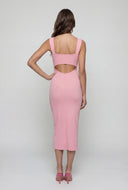 Shirred Front Sweetheart Midi Dress