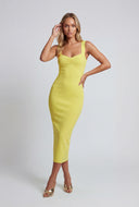 Shirred Front Sweetheart Midi Dress