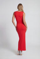 Hannah Sleeveless Boat Neck Maxi Dress