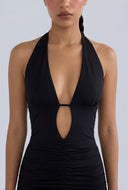Plunge Halter Midi Dress