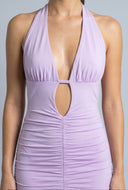 Plunge Halter Midi Dress
