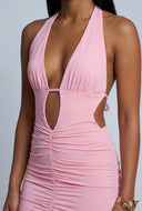 Plunge Halter Midi Dress