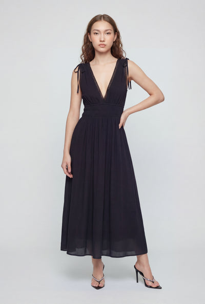 Plunge Crepe Sleeveless Maxi Sundress