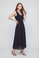 Plunge Crepe Sleeveless Maxi Sundress
